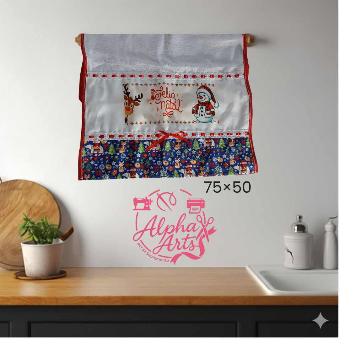 Pano de Prato Natalino Personalizado Estampa Digital