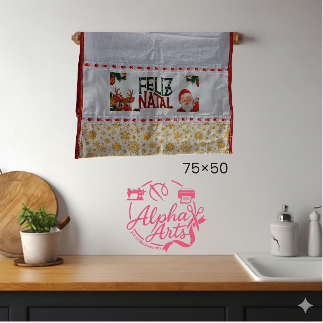 Pano de Prato Natalino Personalizado Estampa Digital