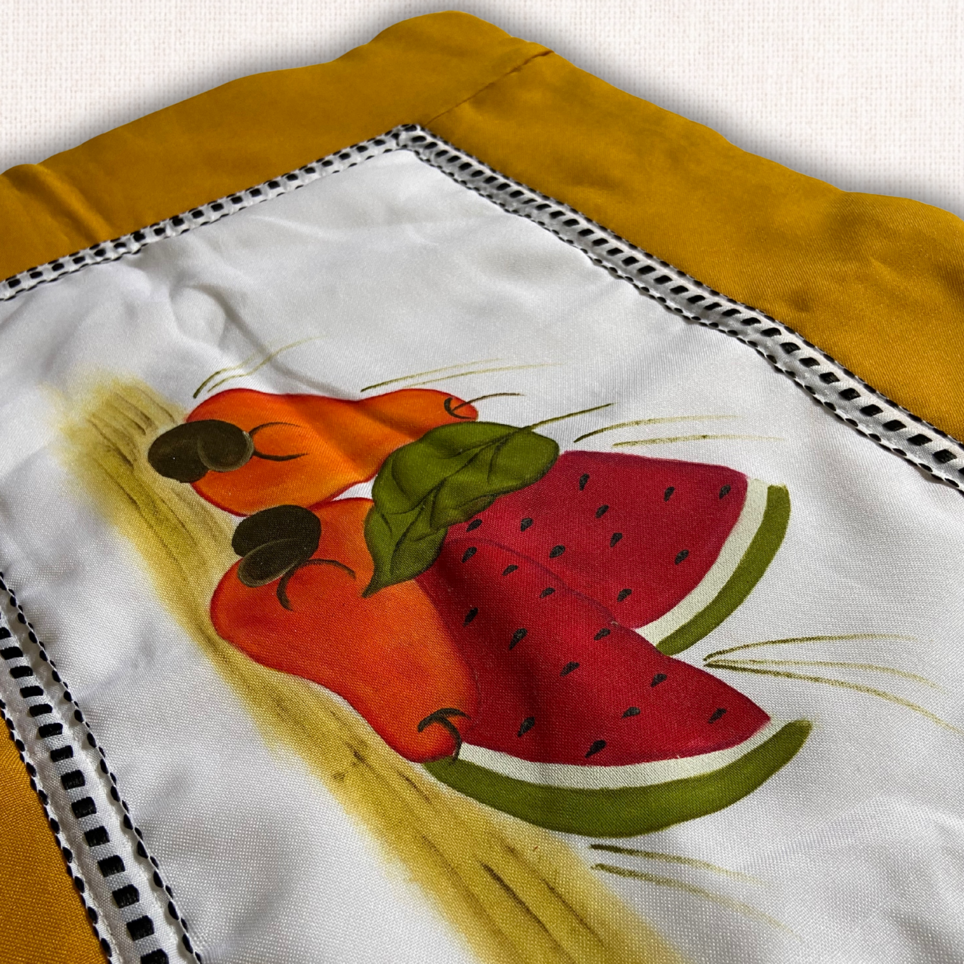 Tapete de Cozinha Pintado à Mão - Melancia e Caju