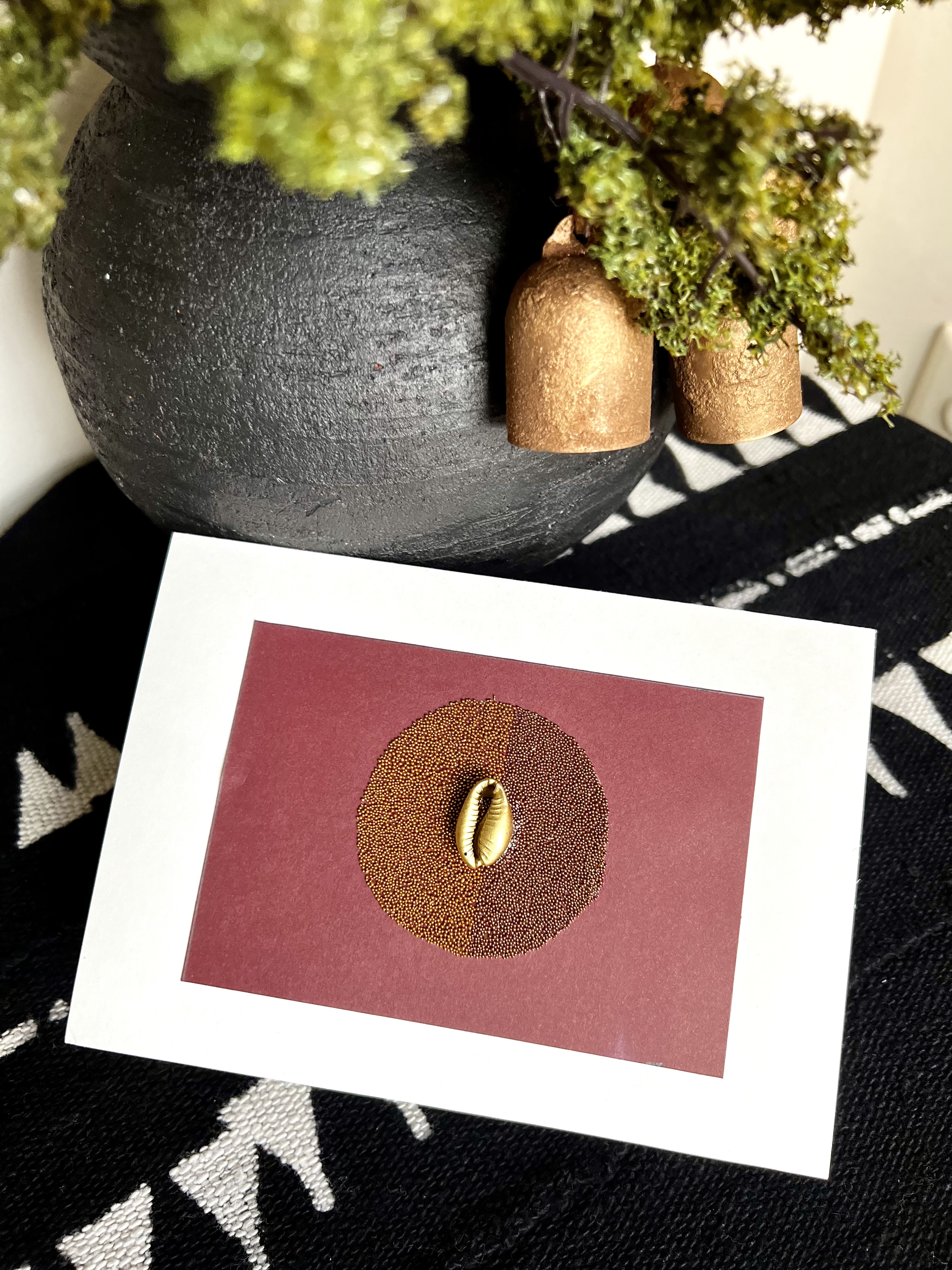 Red and Gold Cowrie Greeting Card and Wall Art