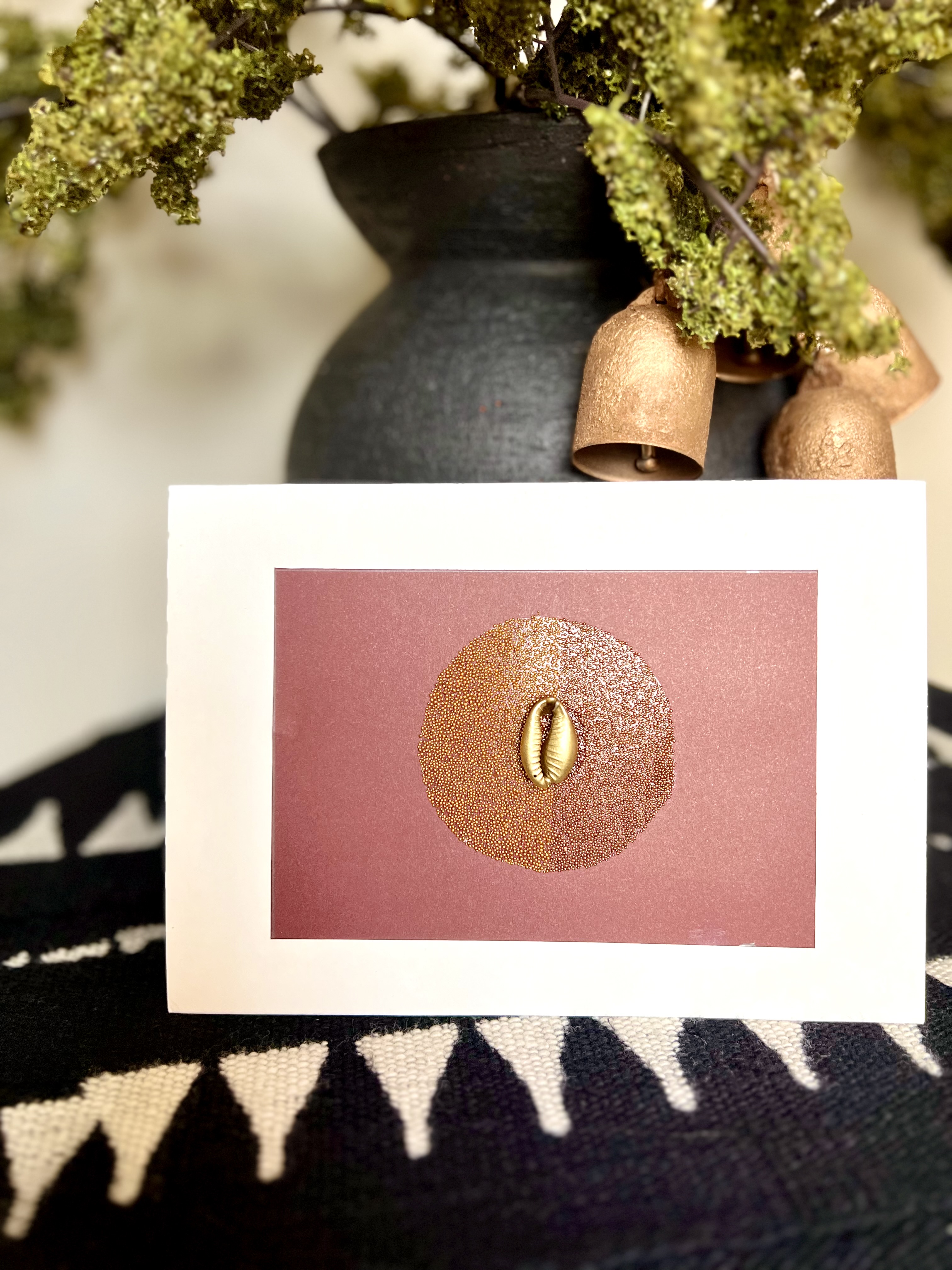 Red and Gold Cowrie Greeting Card and Wall Art