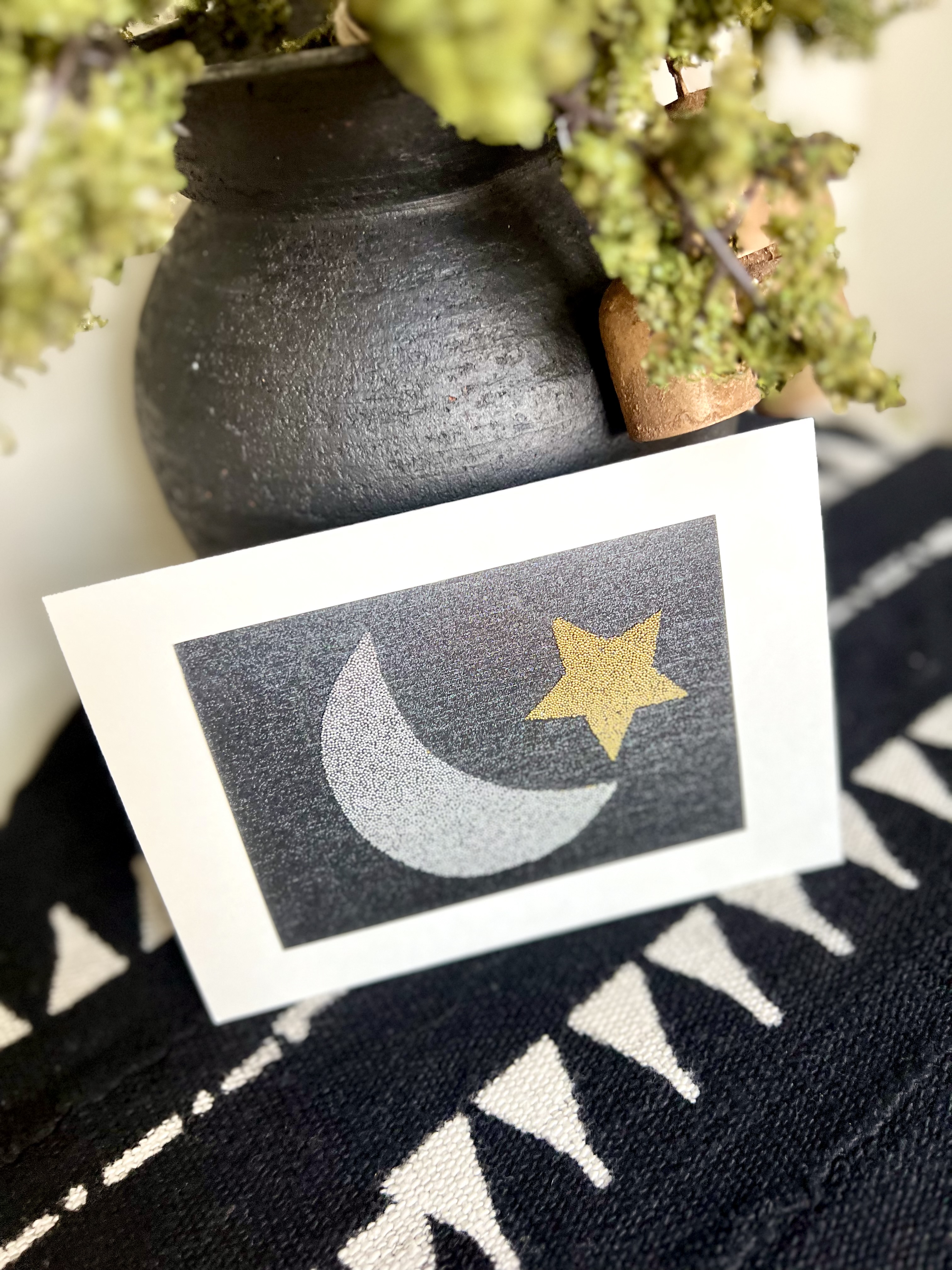 Moon and Star Greeting Card and Wall Art