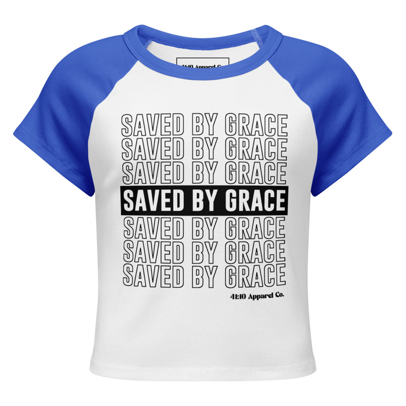 Saved by Grace Women’s micro rib raglan baby tee