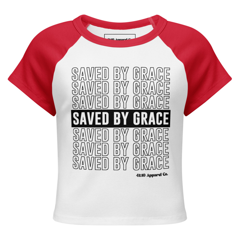 Saved by Grace Women’s micro rib raglan baby tee