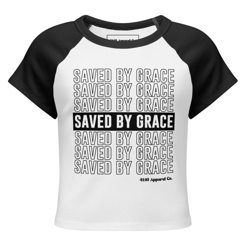 Saved by Grace Women’s micro rib raglan baby tee