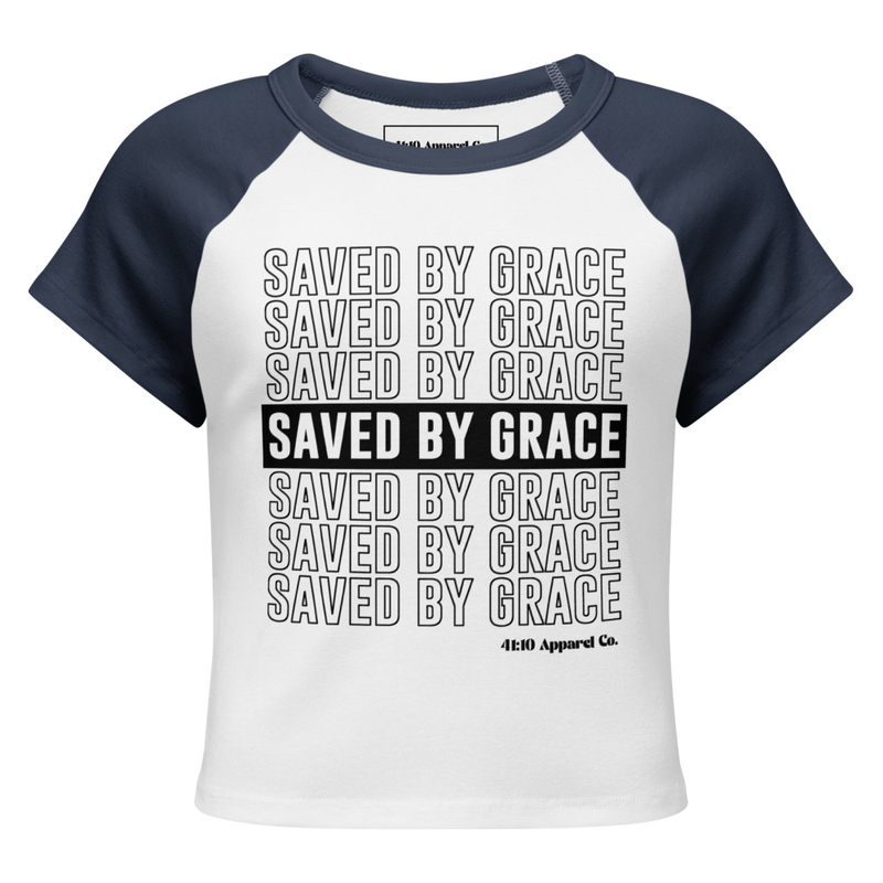 Saved by Grace Women’s micro rib raglan baby tee