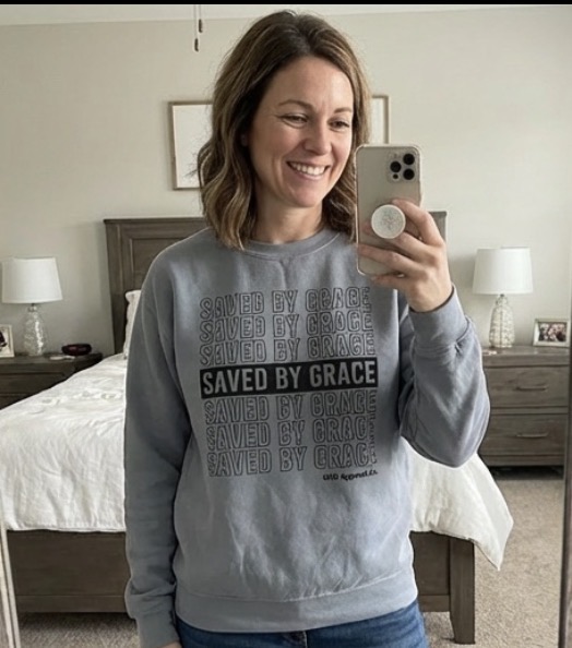 Saved By Grace- Unisex garment-dyed fleece crewneck sweatshirt