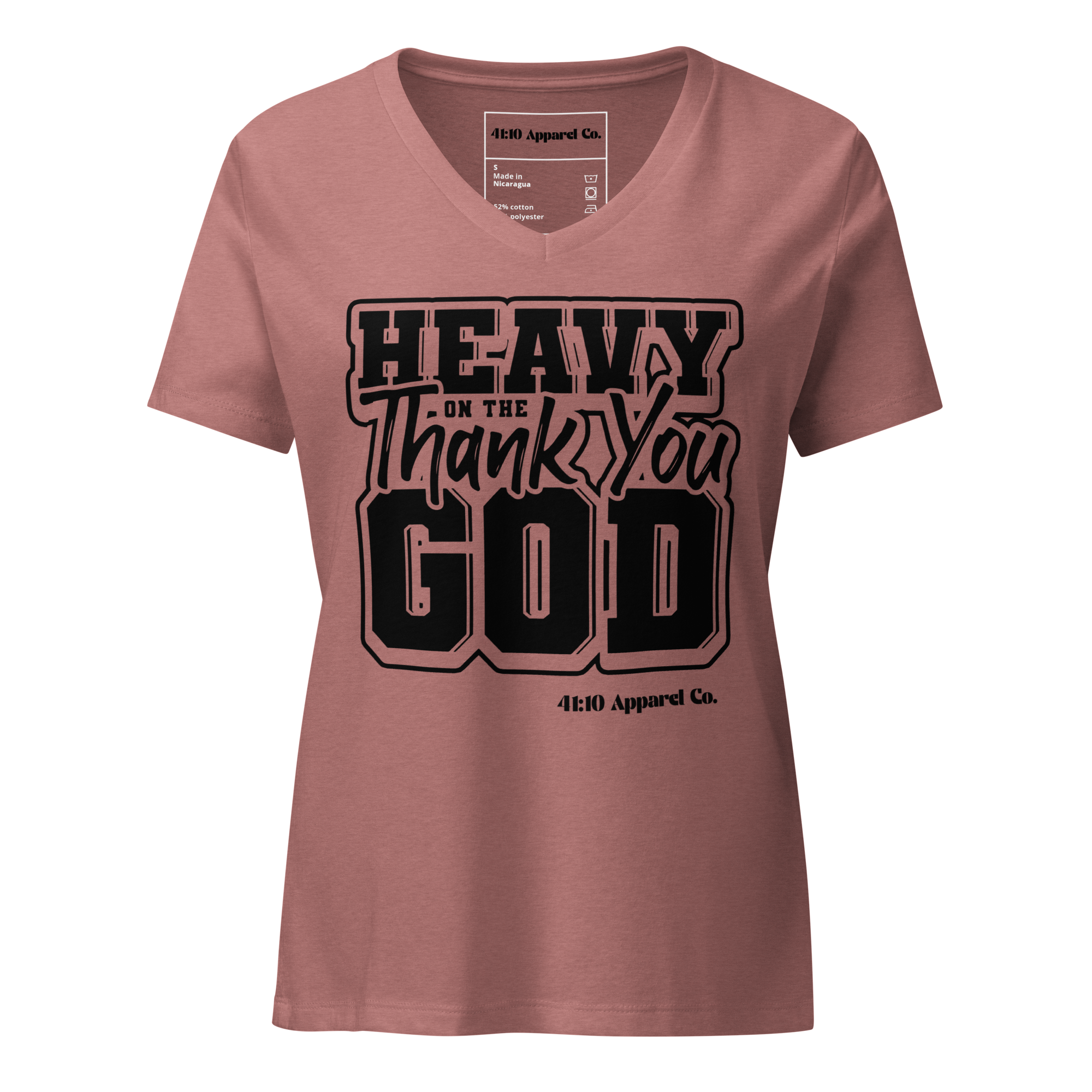 Heavy on the Thank you God Women’s relaxed v-neck t-shirt