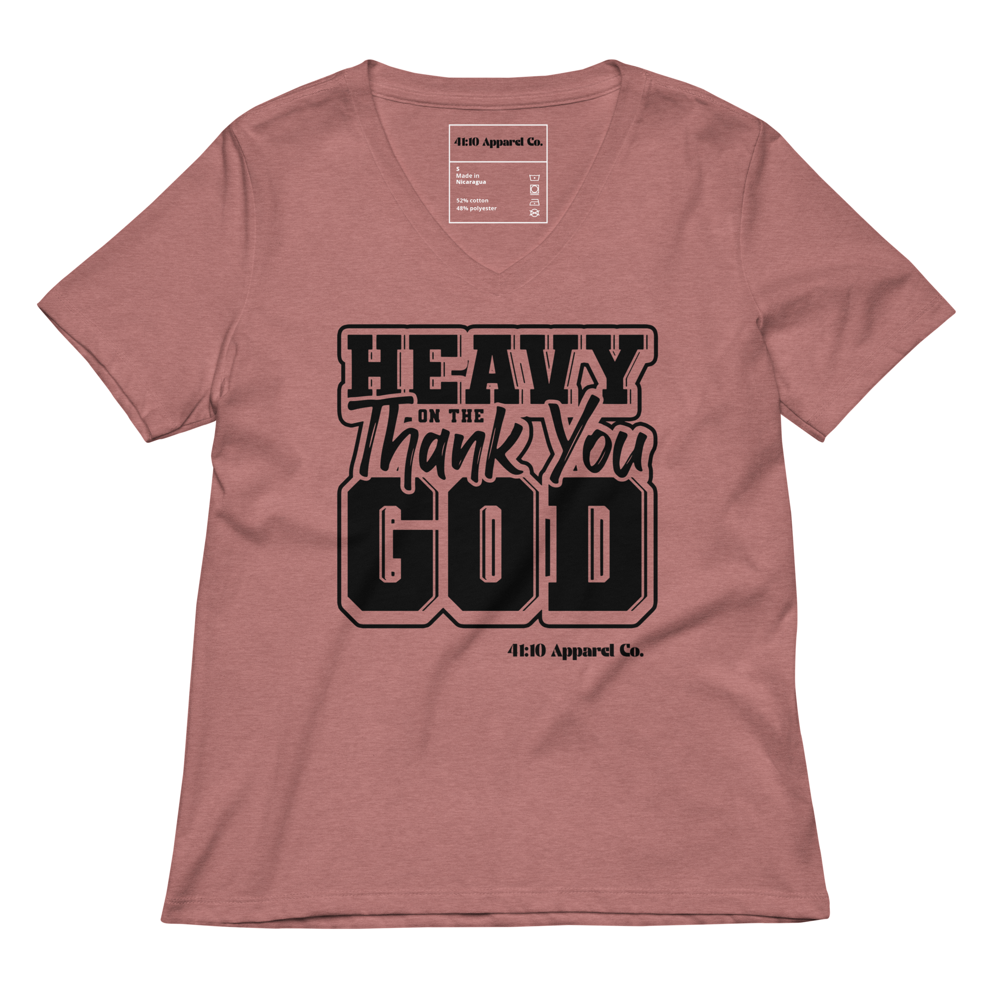 Heavy on the Thank you God Women’s relaxed v-neck t-shirt