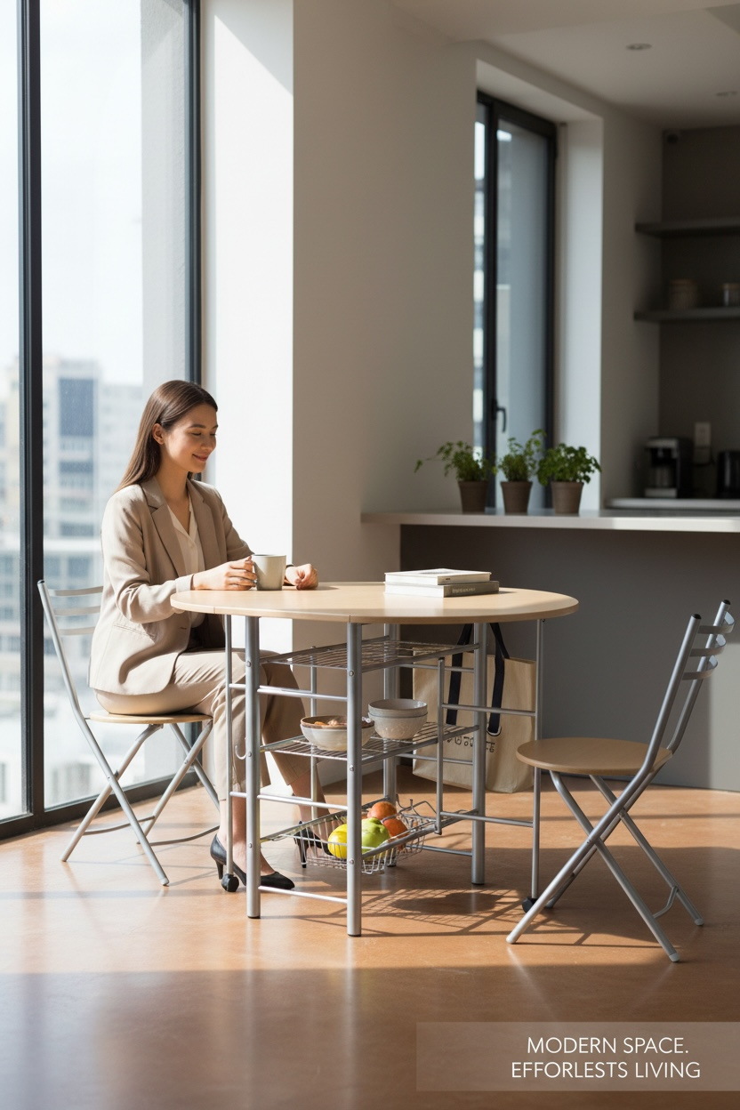 Desayunador plegable estilo mariposa Natural