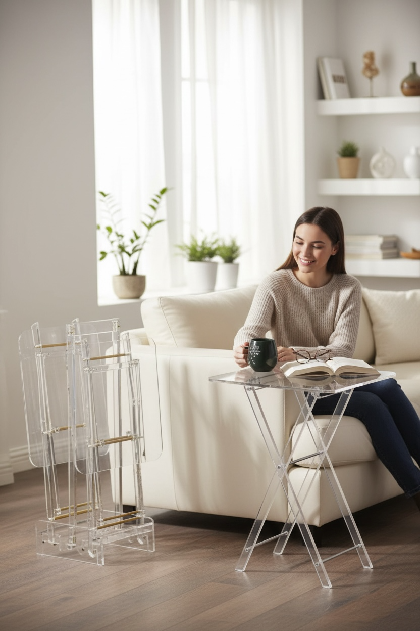 Ser de 4 Mesas con base square clear