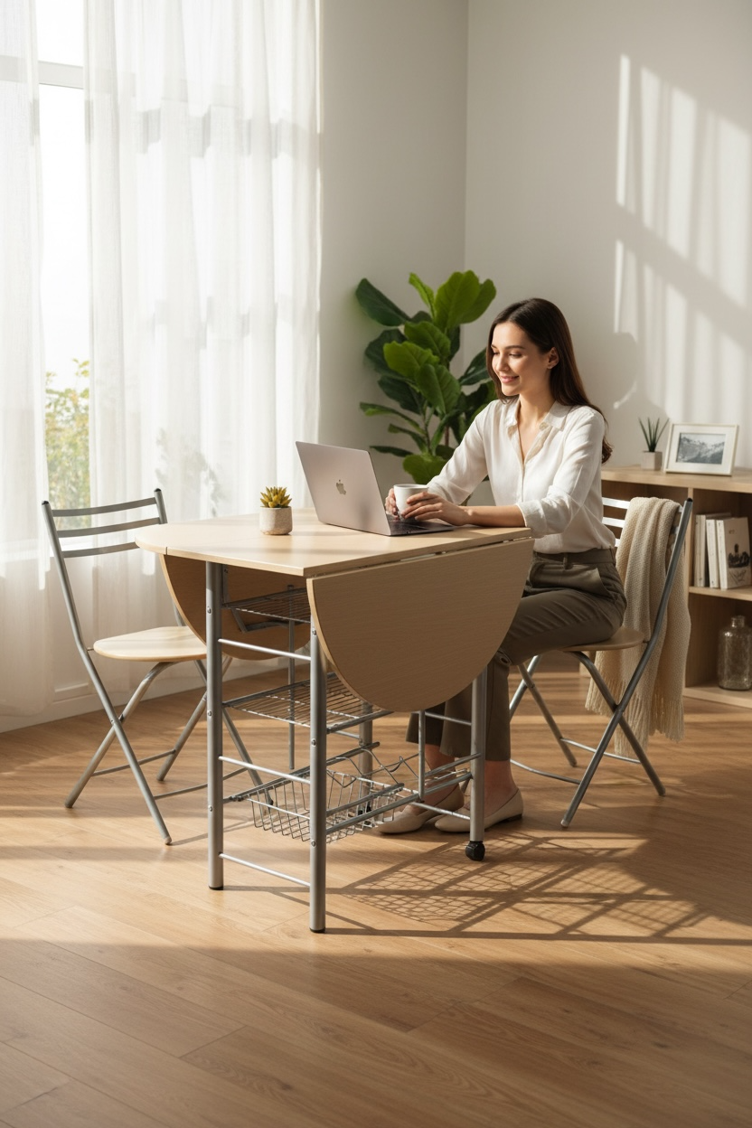 Desayunador plegable estilo mariposa Natural