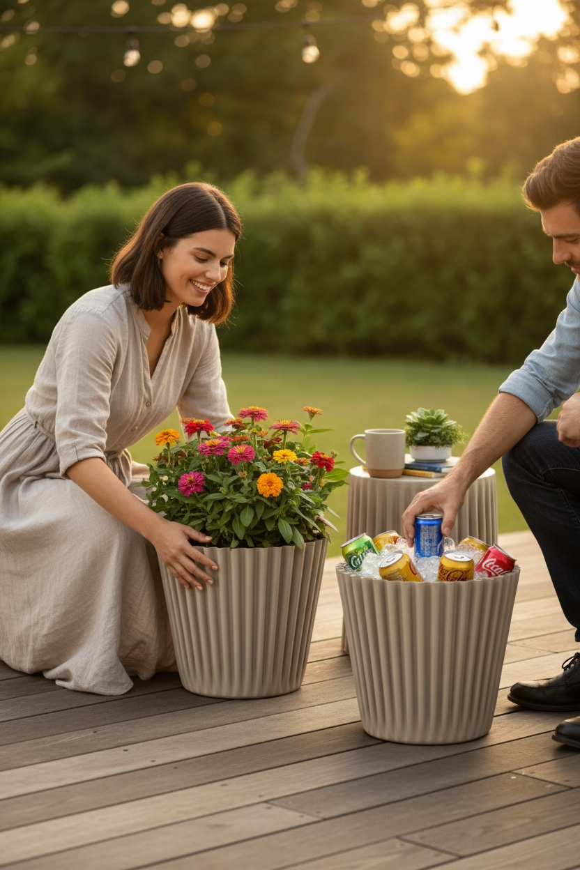 Mesa, Canasta, Banco y Maceta todo en 1