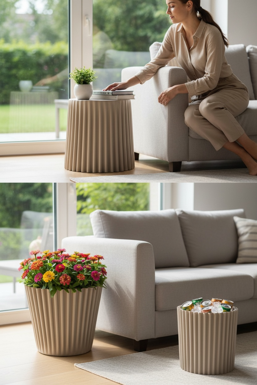 Mesa, Canasta, Banco y Maceta todo en 1