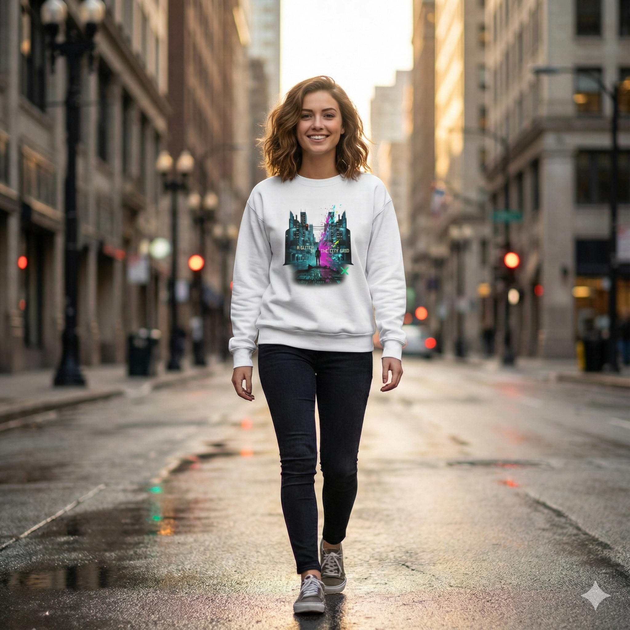 Urban Cityscape Print Sweatshirt