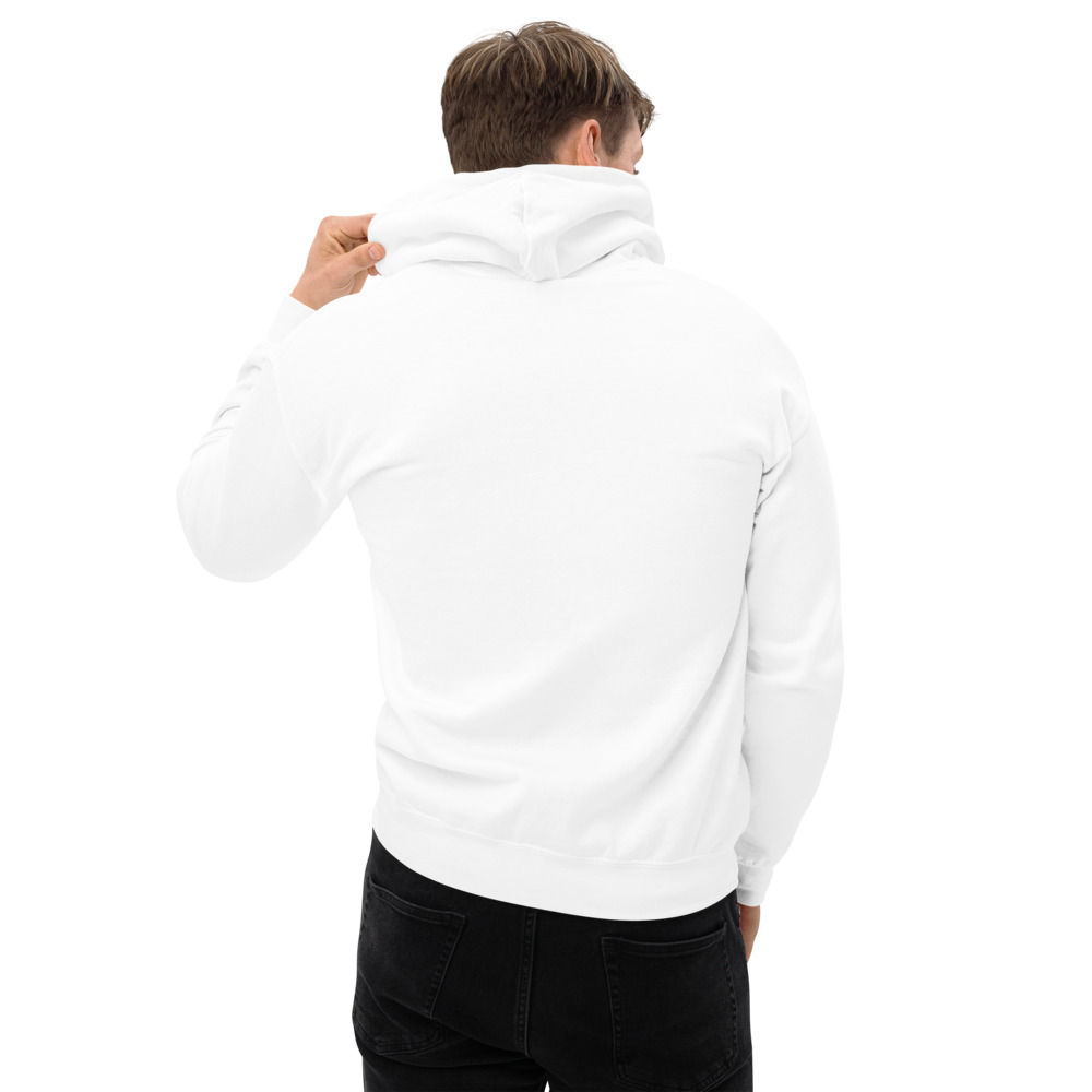 White Pullover Hoodie with Unique Crest Design