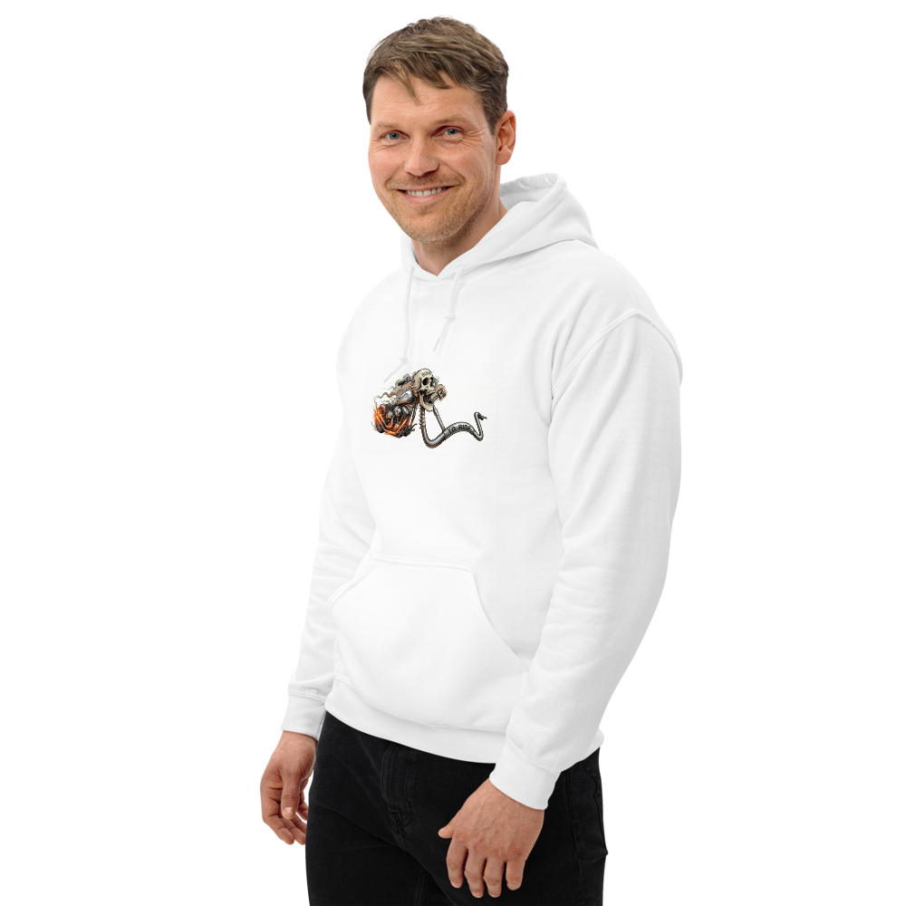 White Hoodie with Artistic Skeleton Print