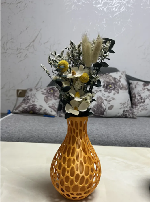 Jarrón decorativo color dorado Impresión 3D material PLA +