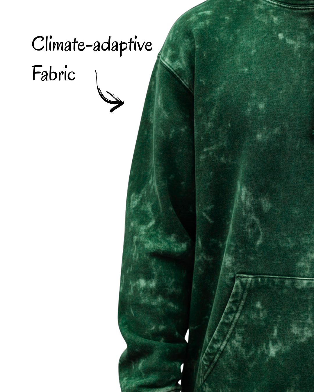 Deep Emerald | Dark Green Acid-Wash Hoodie