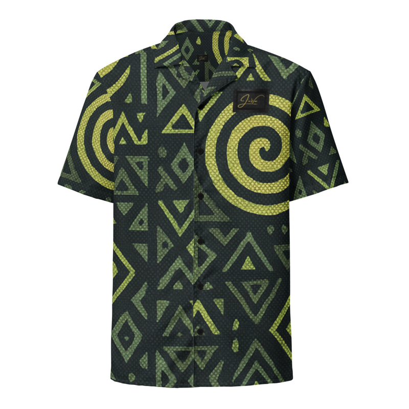 Green Flame Tribal Unisex button shirt