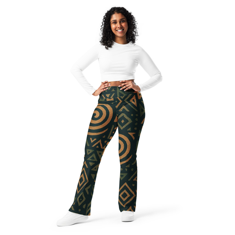 Emerald Clay Tribal Flare leggings
