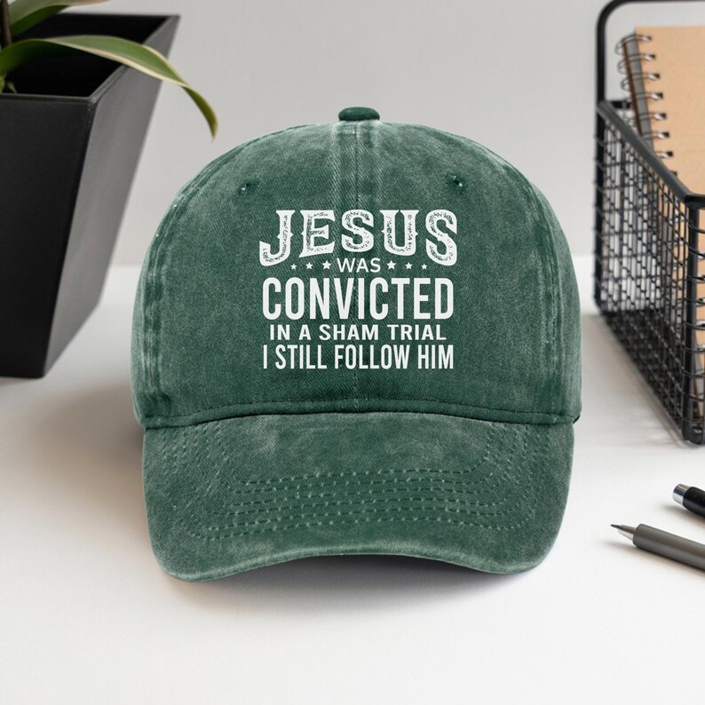 Jesus Was Convicted Baseball Cap, Christian Faith Cap, Inspirational Religious Gift, Printed Jesus Hat, Vintage Wash,Gift for Men or Women