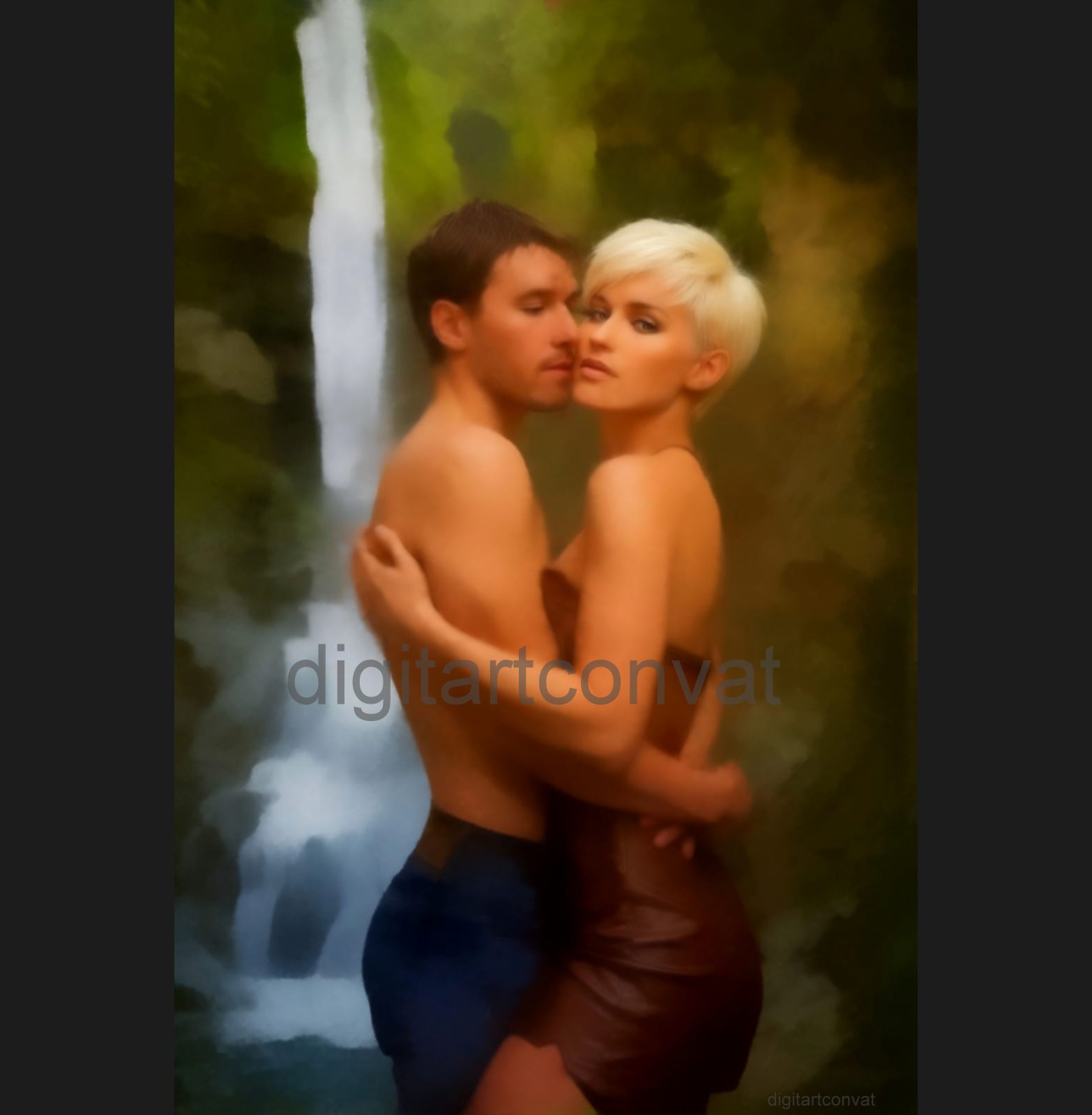 Romantic waterfall couple Zarina and Jack