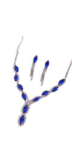 Blue Crystal Necklace and Earring Set