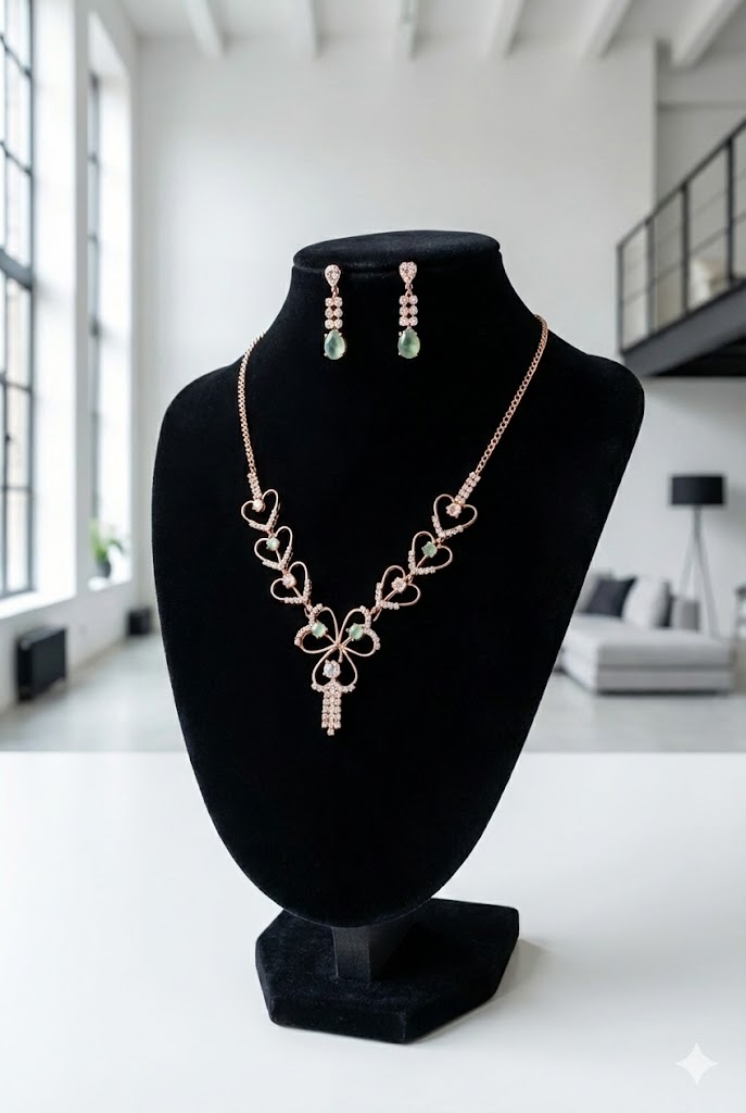 Elegant Heart-Shaped Necklace and Earring Set