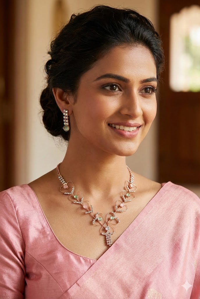 Elegant Heart-Shaped Necklace and Earring Set