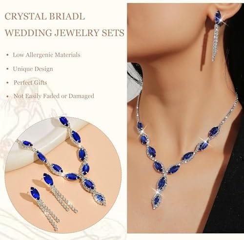 Blue Crystal Necklace and Earring Set