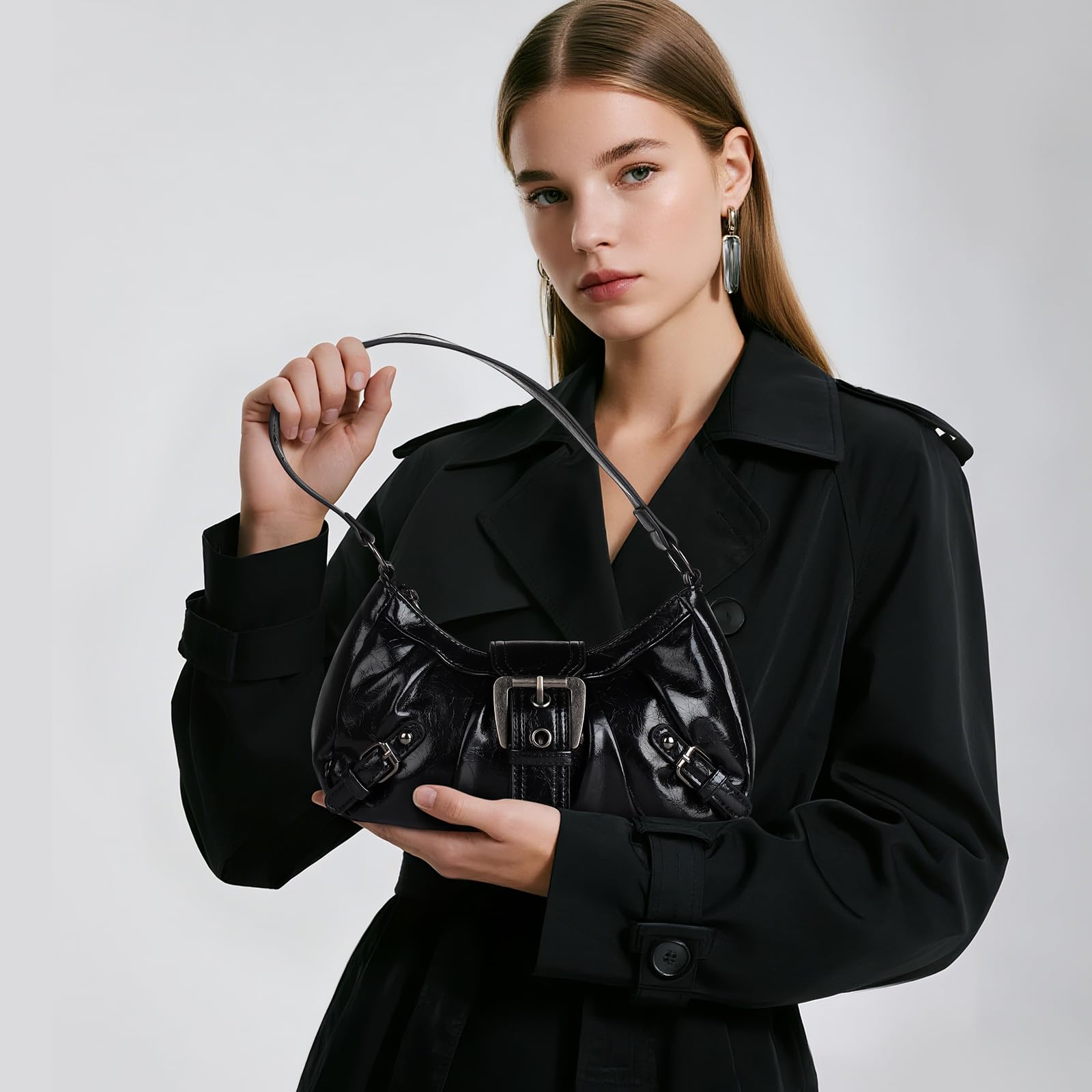 Black Leather Shoulder Bag