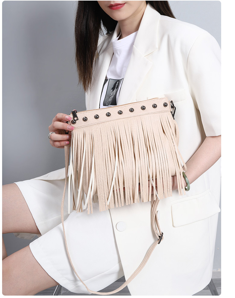 Brown Fringe Leather Crossbody Bag