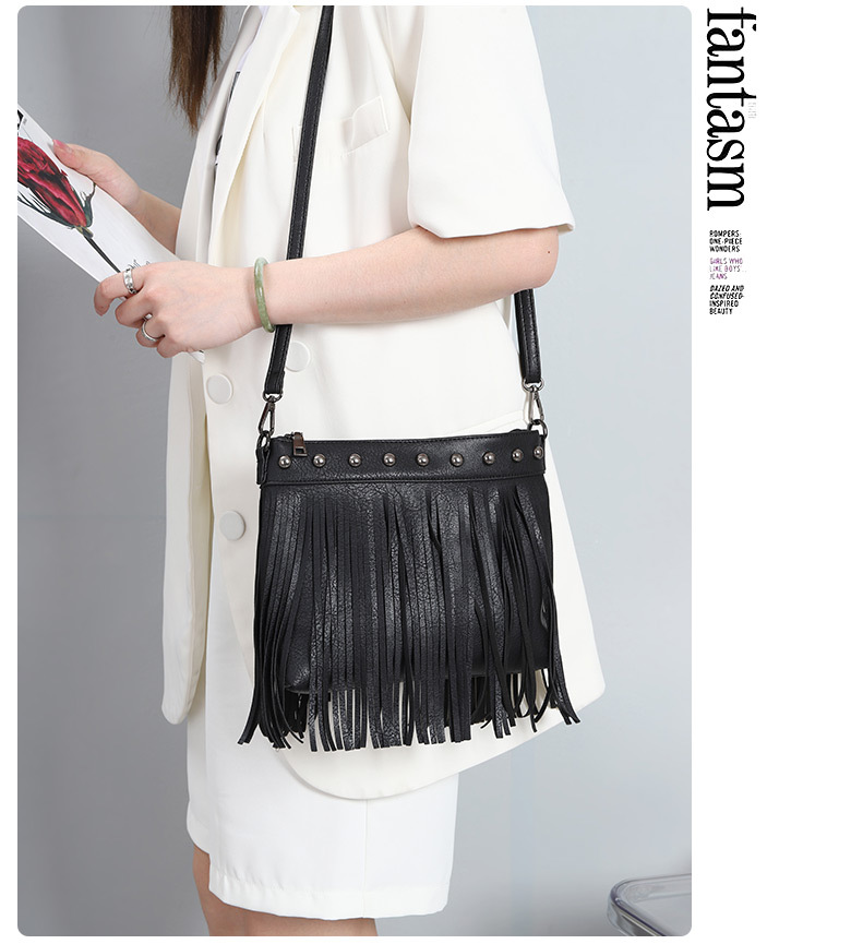 Brown Fringe Leather Crossbody Bag