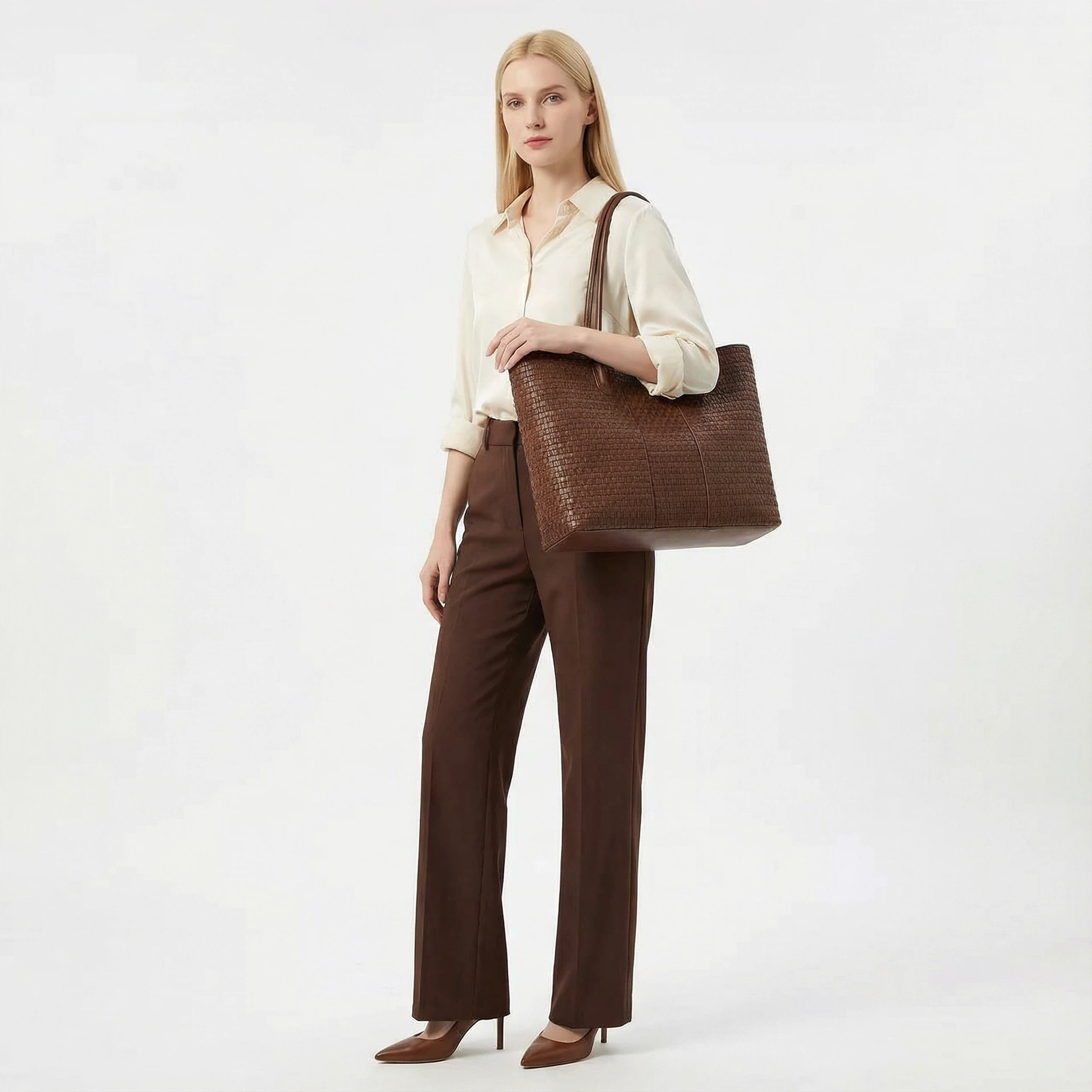 Woven Leather Tote Bag