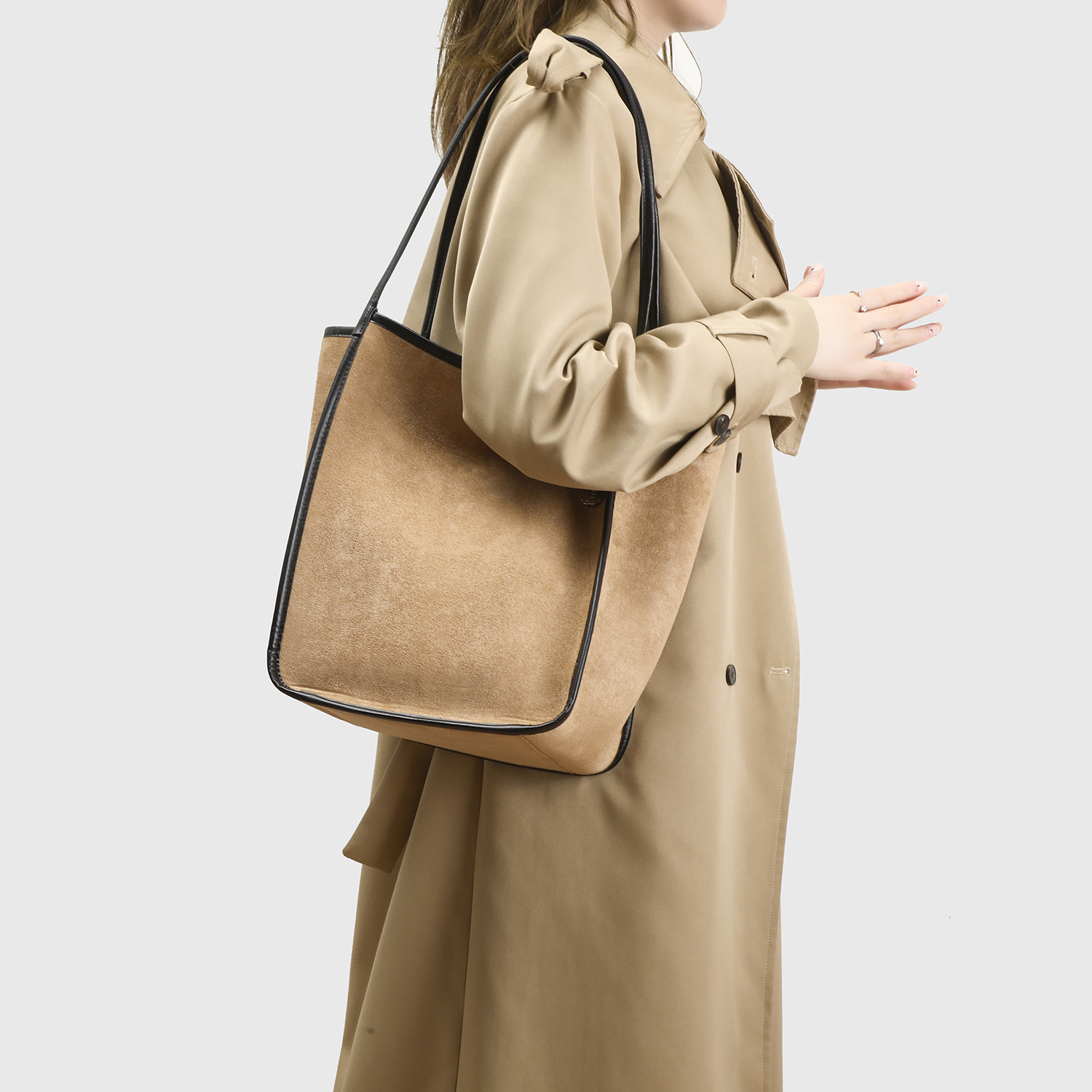 Elegant Suede Tote Bag with inner Small Bag