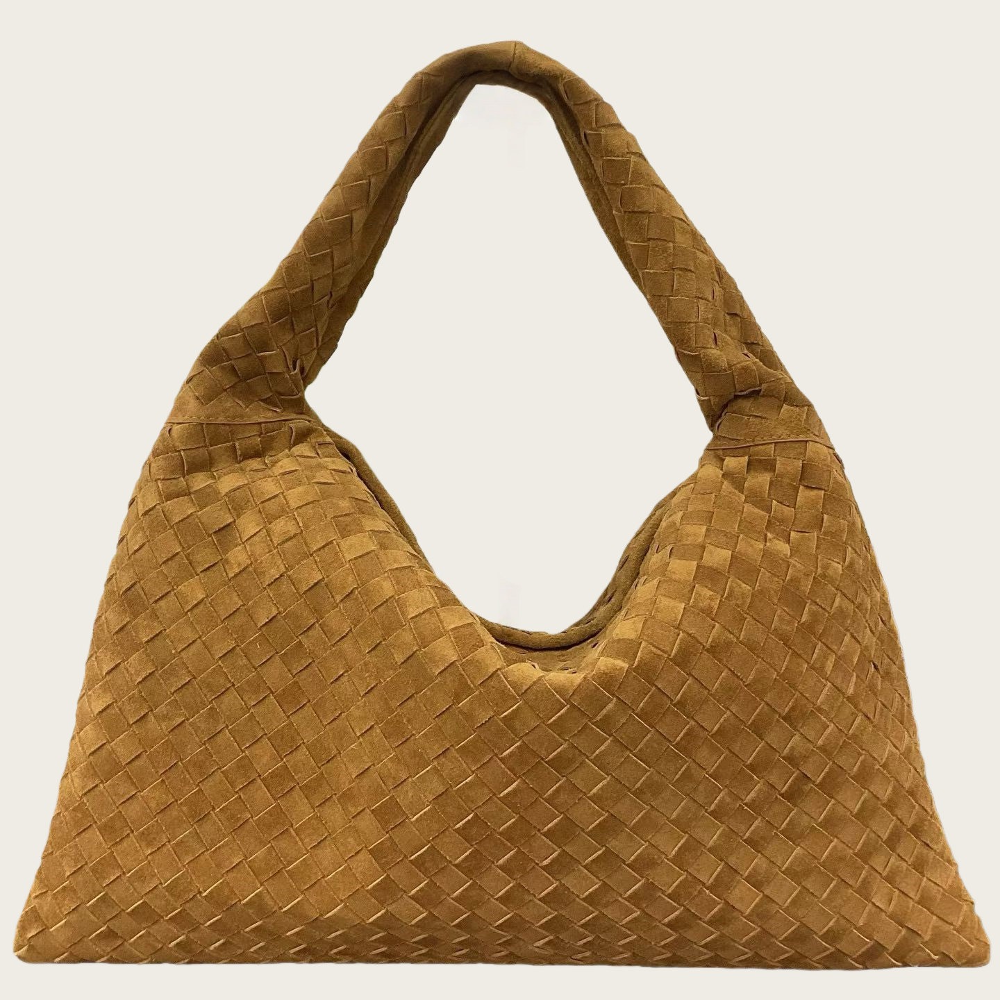 genuine leather Woven Brown Handbag