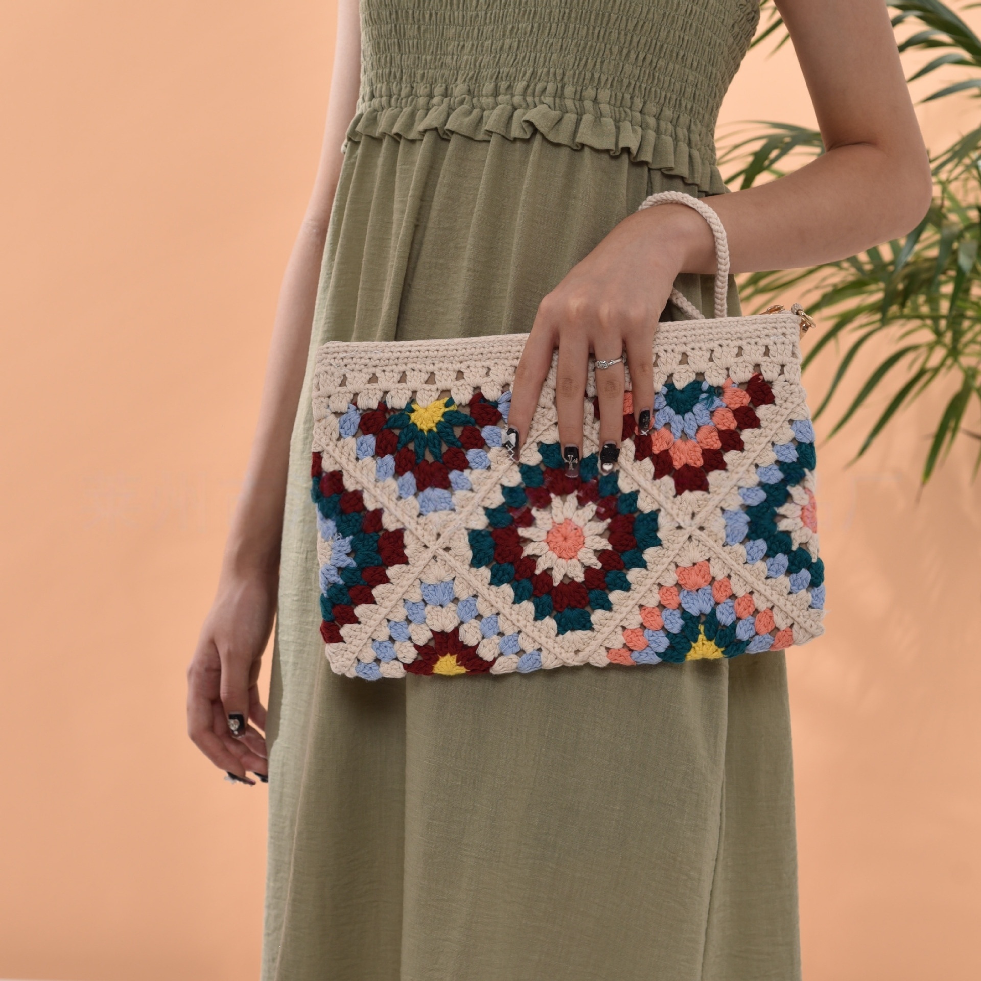 Handmade Crochet Clutch Bag Handbag Cellphone Purse for Women