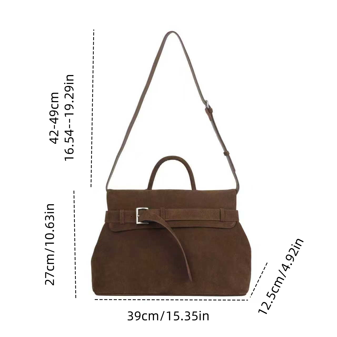 Elegant Genuine Coffee Leather Handbag Shoulder Bag