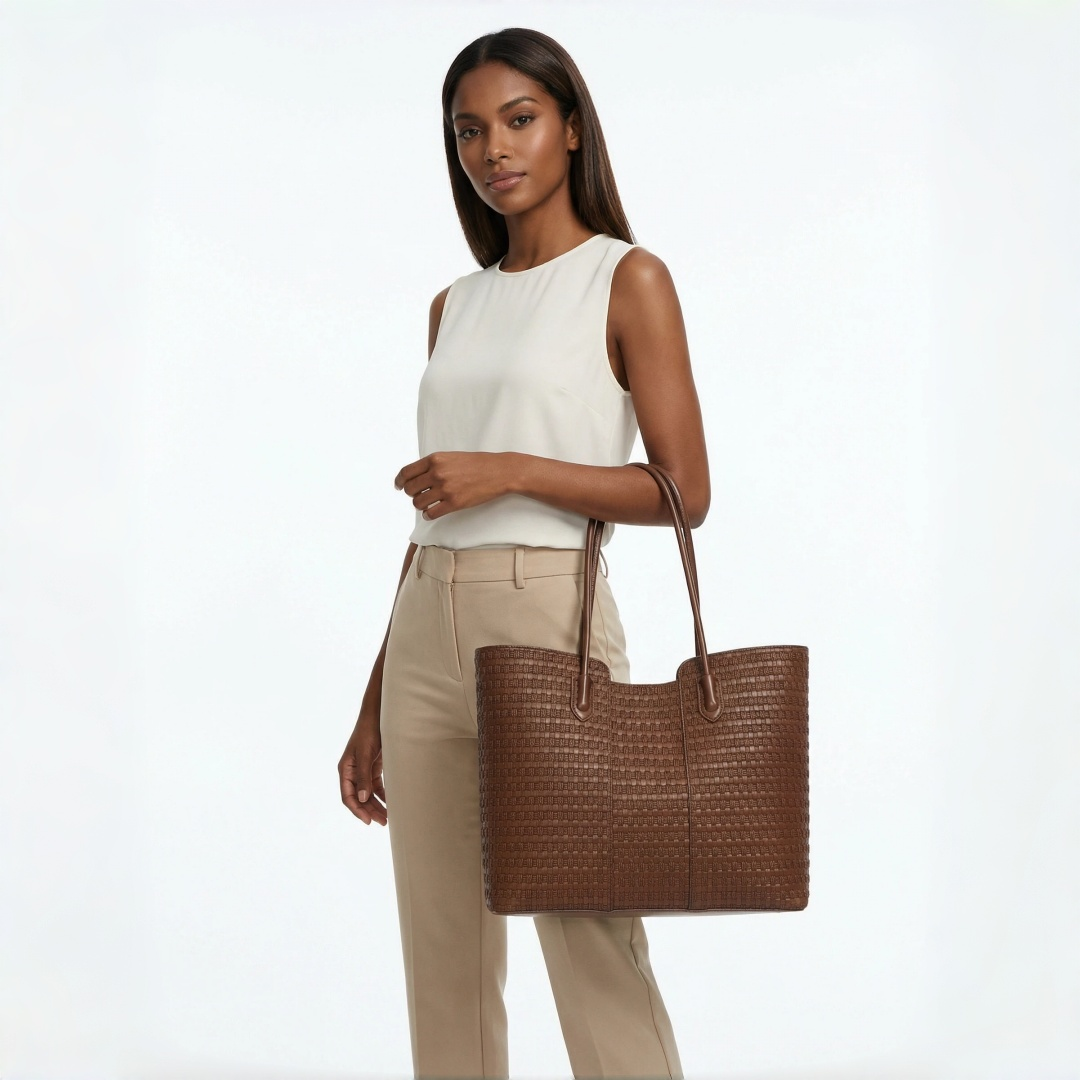 Woven Leather Tote Bag