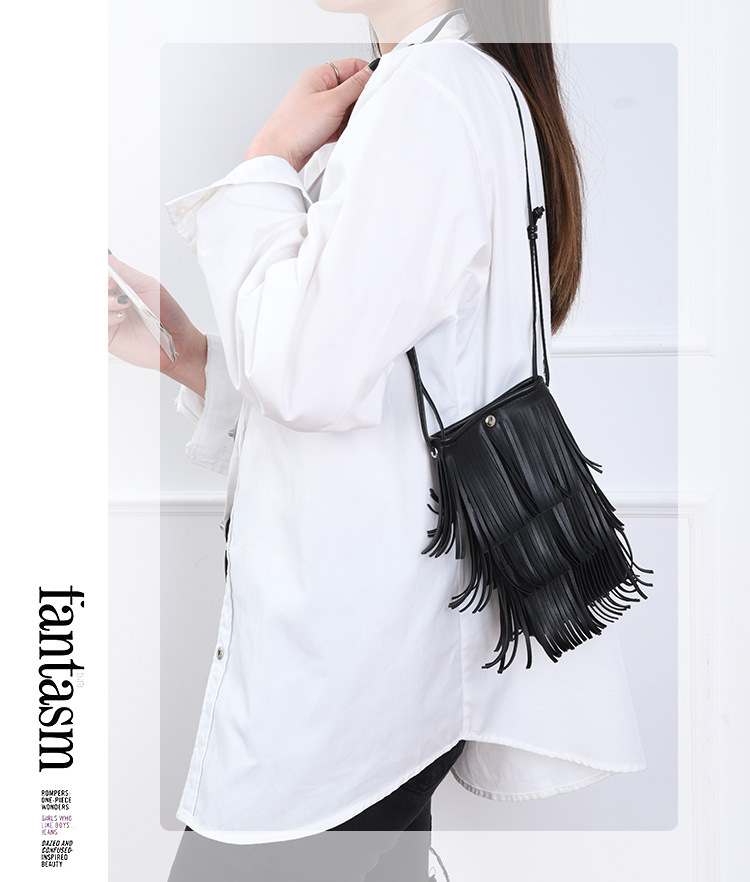 Black Fringe Mini Crossbody Bag