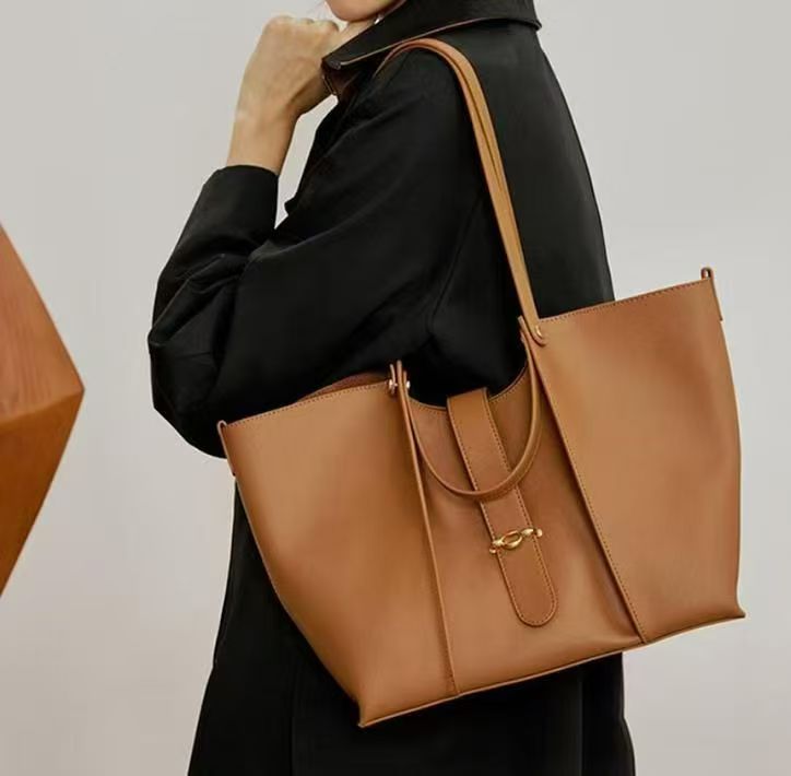 Elegant Brown Leather Tote Bag