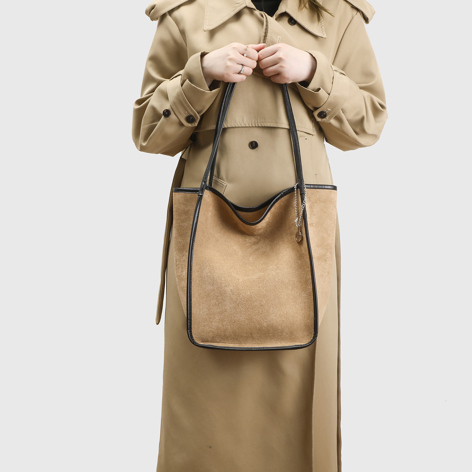 Elegant Suede Tote Bag with inner Small Bag