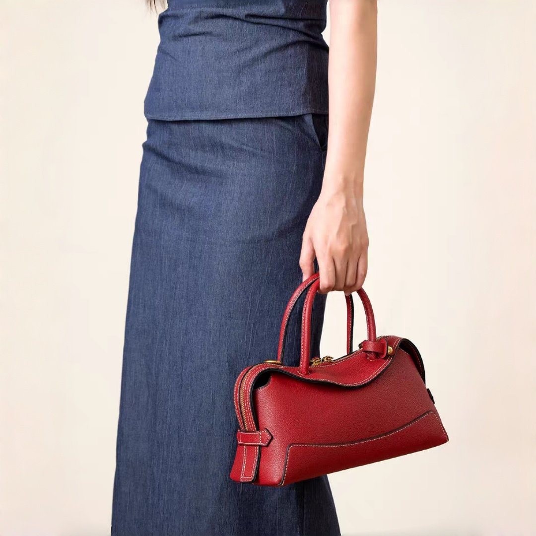 Elegant Red Leather Handbag