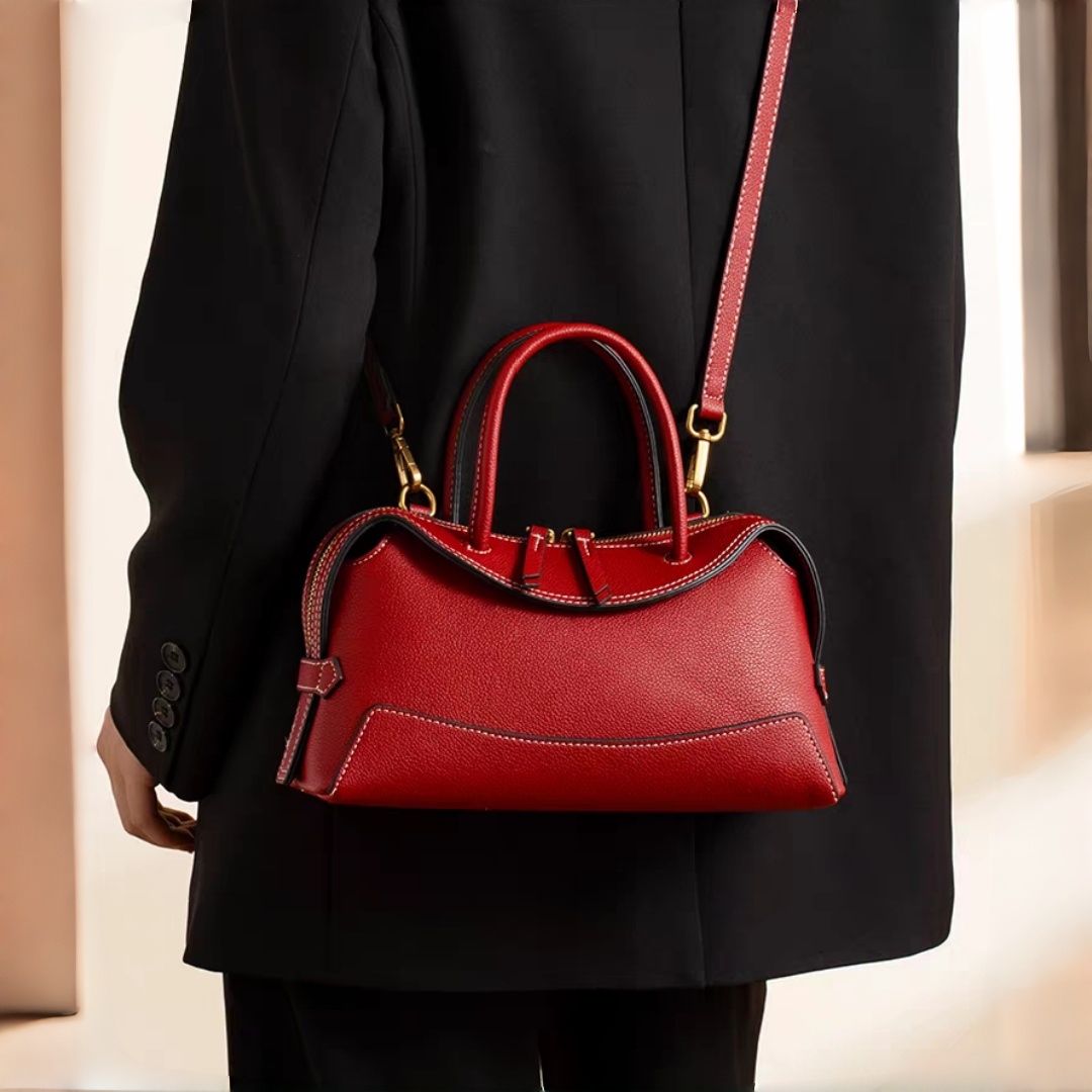 Elegant Red Leather Handbag