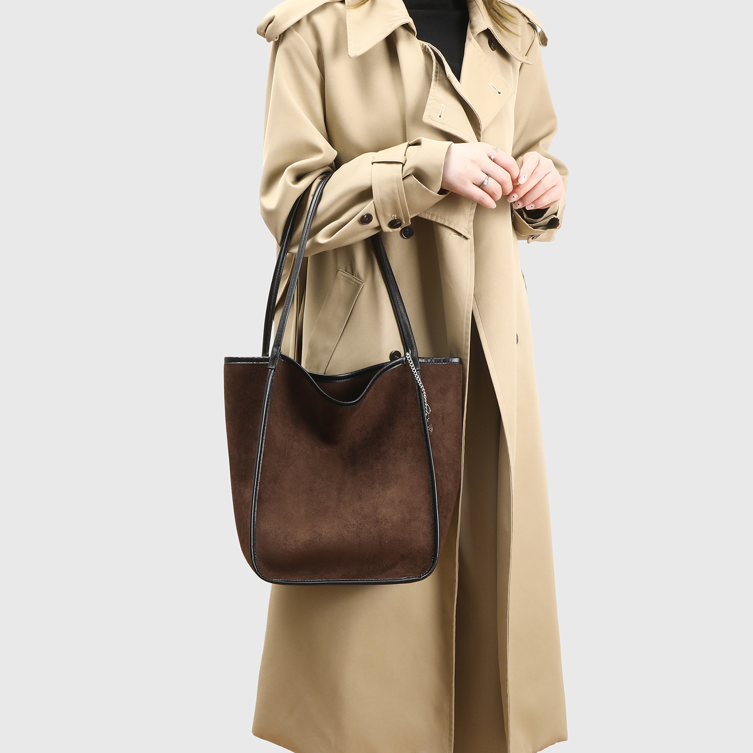 Elegant Suede Tote Bag with inner Small Bag