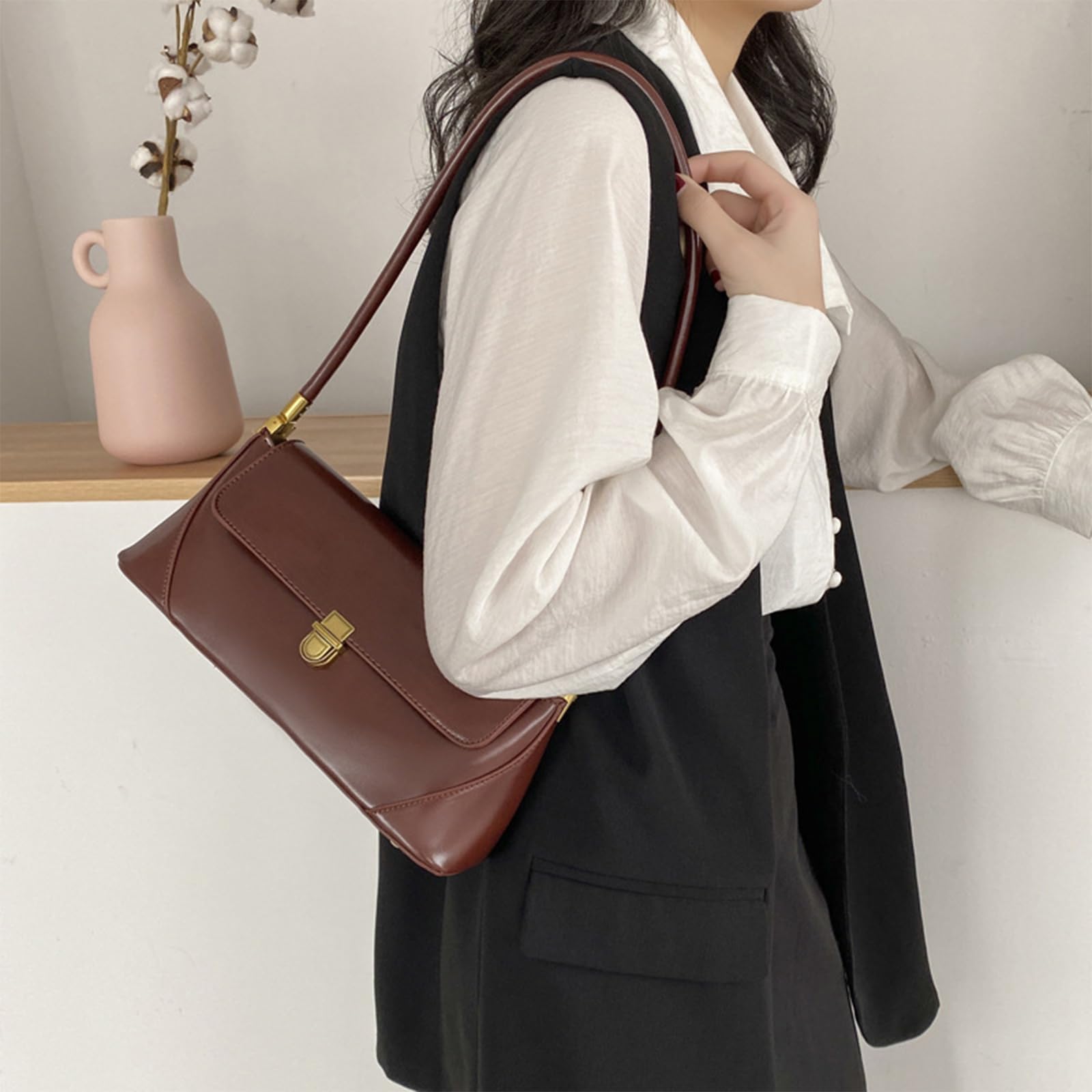 Brown vegan Leather Shoulder Bag