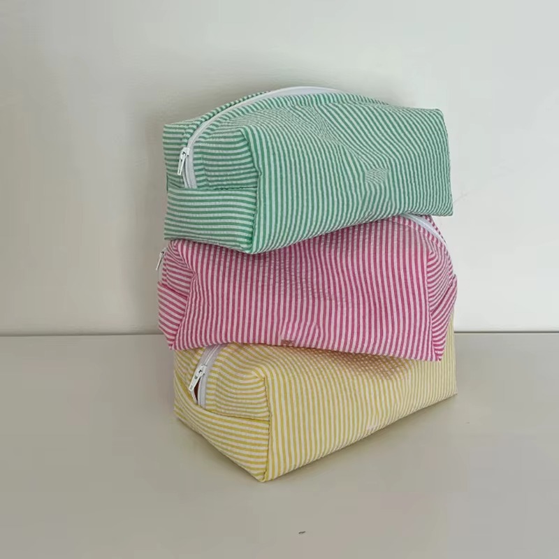 Striped Fabric Pouch Set
