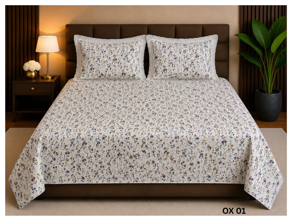 Floral Print Bedsheet Set (400 TC Cotton)