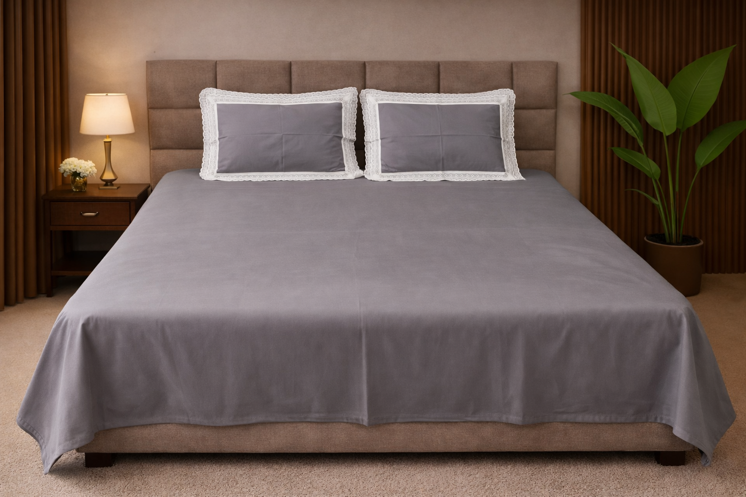 Luxury Grey Cotton Bedsheet Set (400 TC)